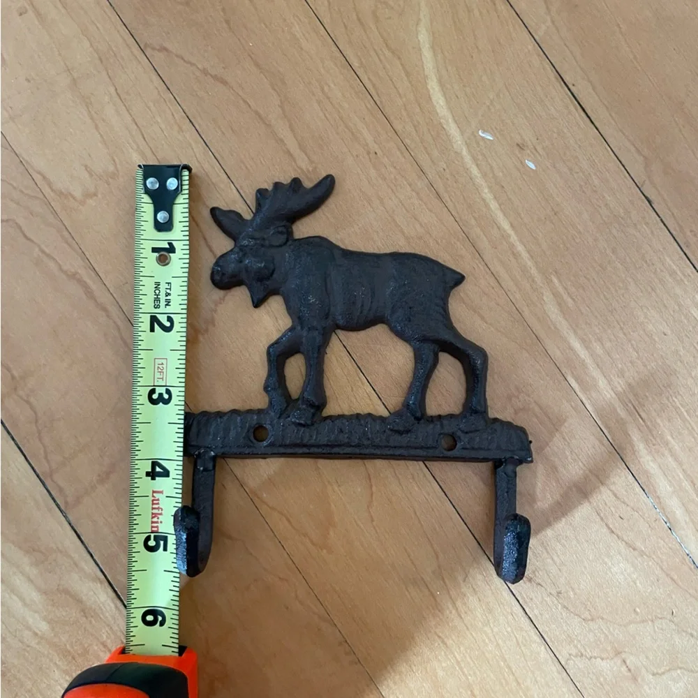 Rustic Black/Brown Cast Moose Wall Hook - Decorative Home Wall Decor